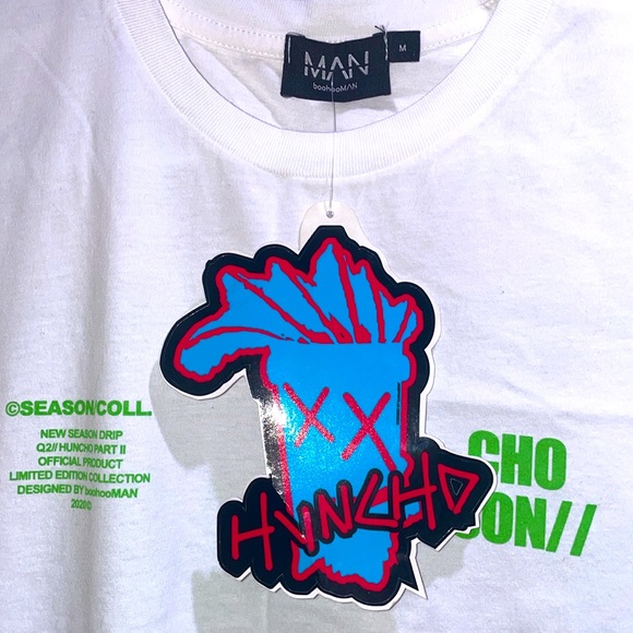 Huncho Season 2 x BoohooMan T-Shirt w/Huncho Sticker - Picture 5 of 5